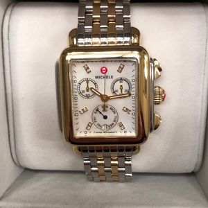 Michele gold and silver deco watch